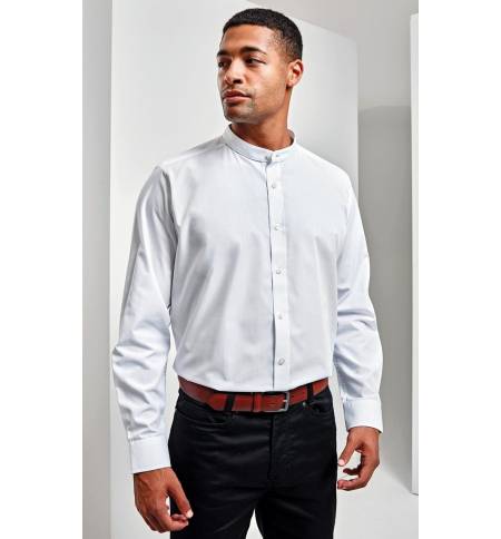 PR258 'GRANDAD' Mens LSL Banded Collar Shirt 65% Polyester - 35% Cotton PR258 'GRANDAD' Mens LSL Banded Collar Shirt 65% Polyester - 35% Cotton